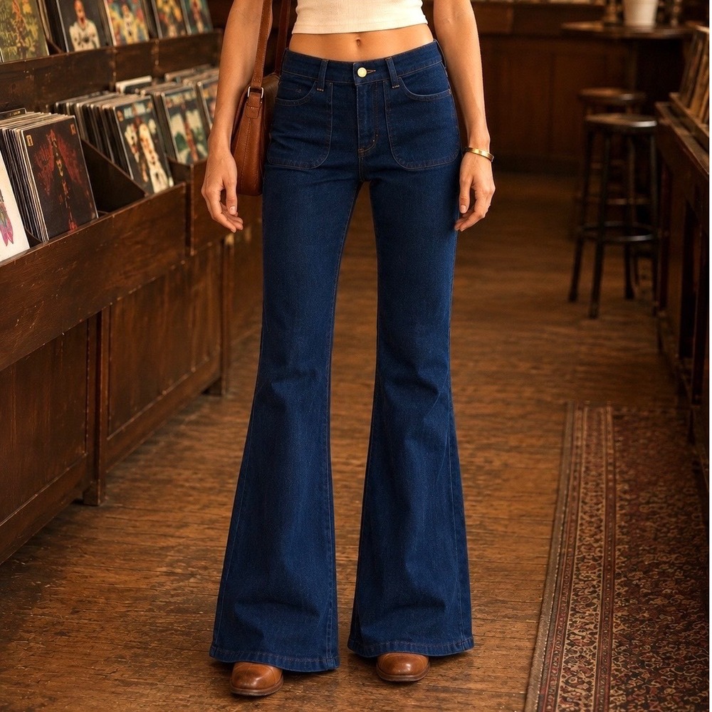 Pilcro Low-Rise Icon Flare Jeans Womens 27 Tall Blue Denim NWT